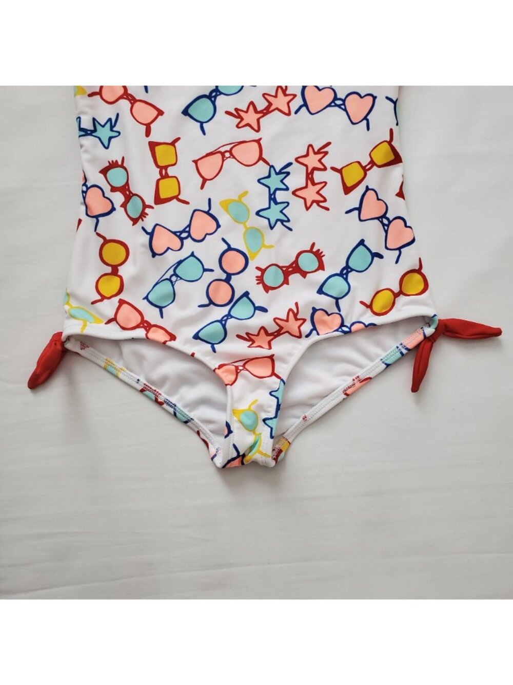 LANDS' END Girls White/Multicolor Sunglasses Print One-Piece Swimsuit Size 7+ - Picture 5 of 11